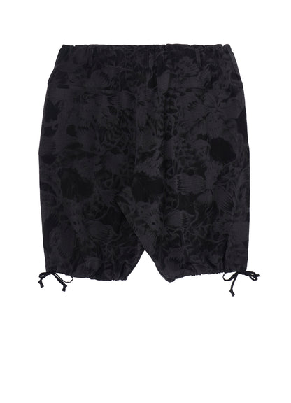 WOOL GABARDINE FLORAL DISCHARGE-DYED SHORT PANTS