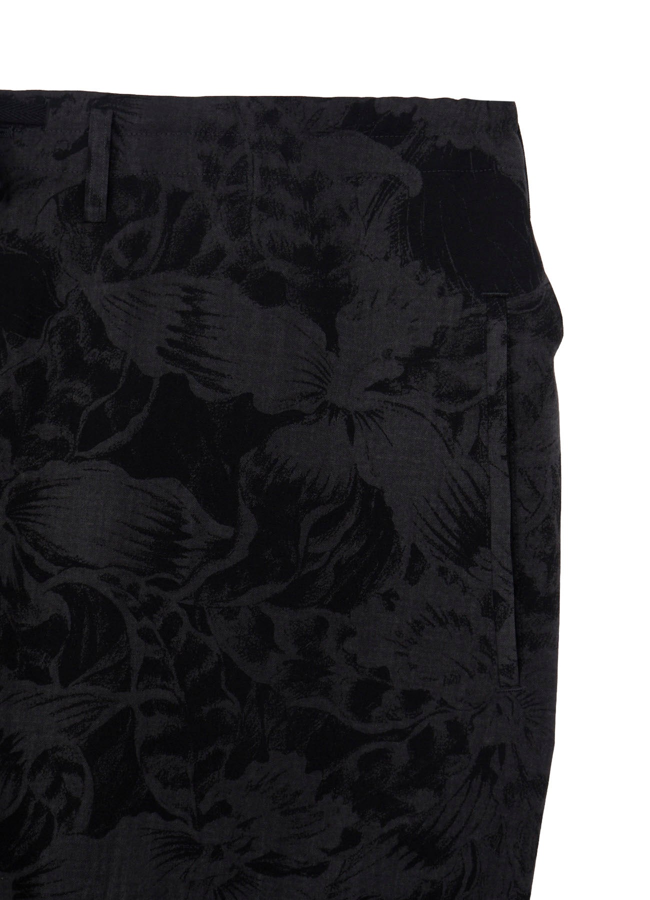 WOOL GABARDINE FLORAL DISCHARGE-DYED SHORT PANTS