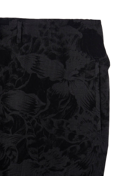 WOOL GABARDINE FLORAL DISCHARGE-DYED SHORT PANTS
