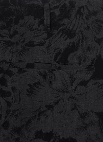 WOOL GABARDINE FLORAL DISCHARGE-DYED SHORT PANTS