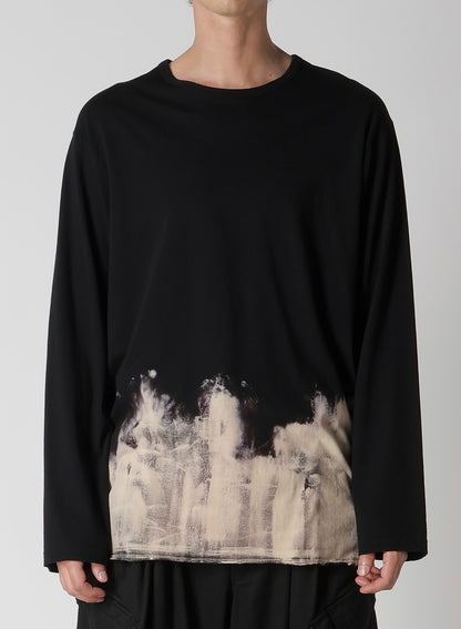 30/- DISCHARGED COMBED PS  ROUND NECK LONG SLV T