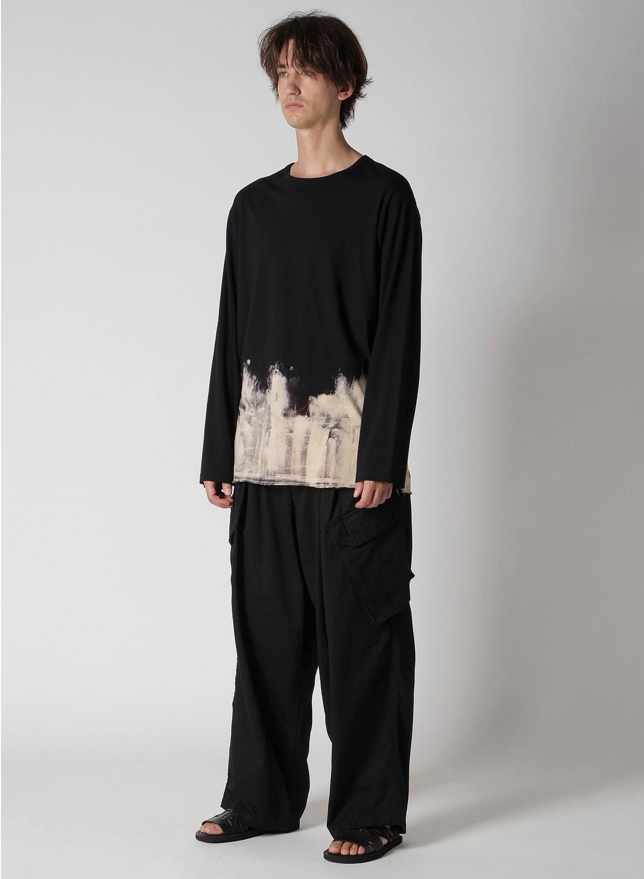 30/- DISCHARGED COMBED PS  ROUND NECK LONG SLV T