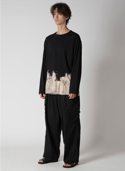 30/- DISCHARGED COMBED PS  ROUND NECK LONG SLV T