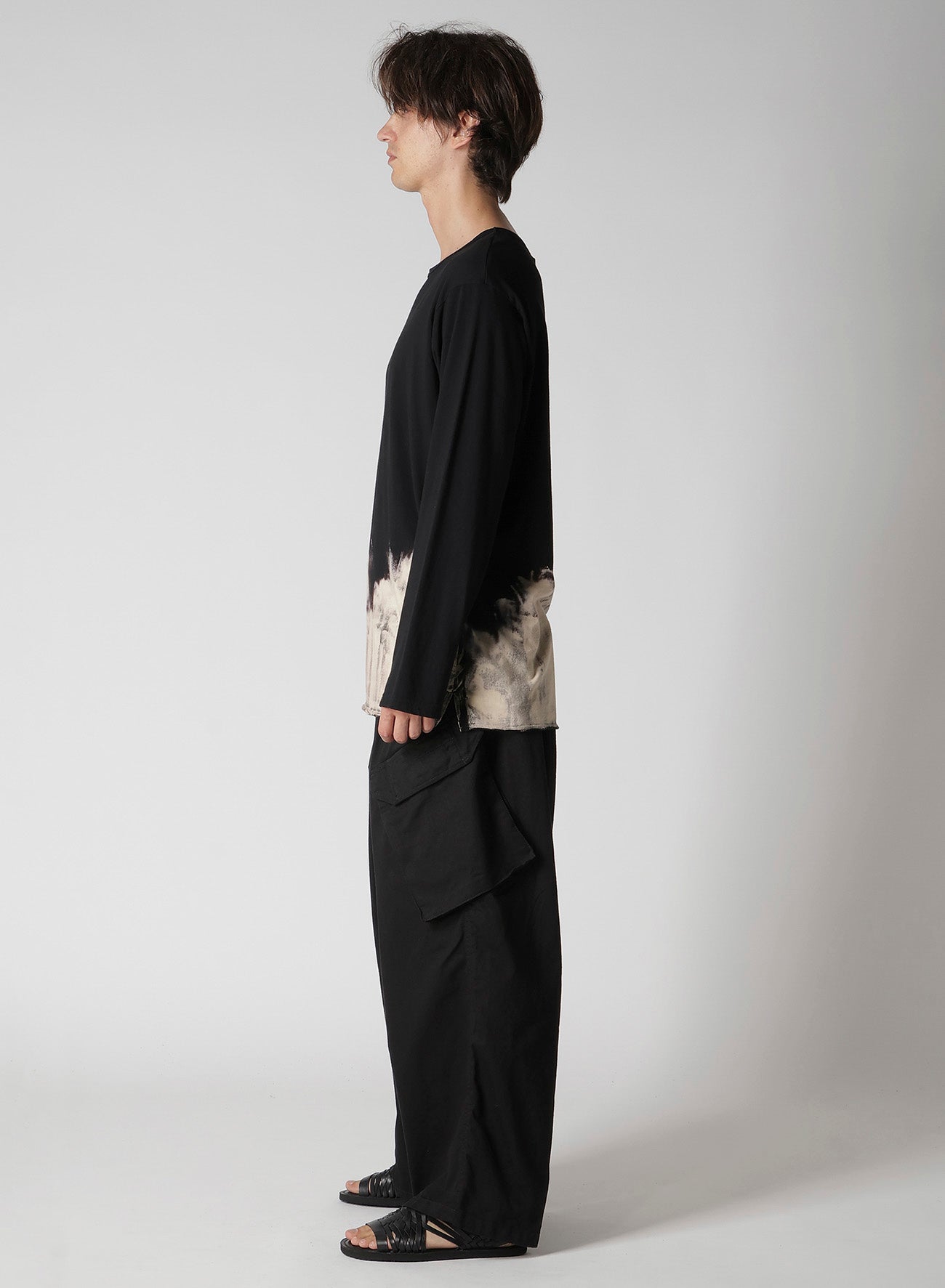 30/- DISCHARGED COMBED PS  ROUND NECK LONG SLV T