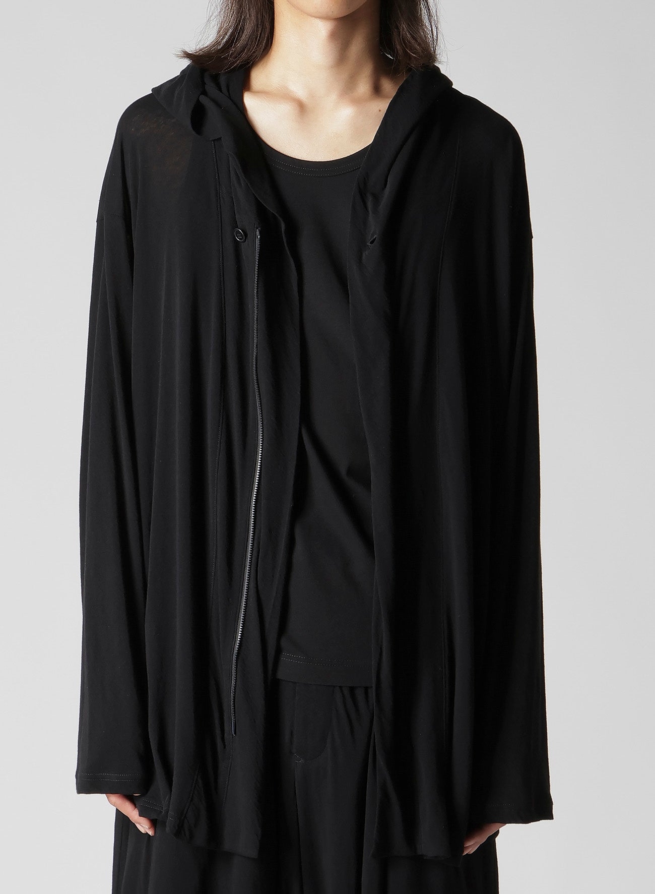 80/- COTTON LINEN VOILE HOOD ZIPPER CARDIGAN – THE SHOP YOHJI YAMAMOTO