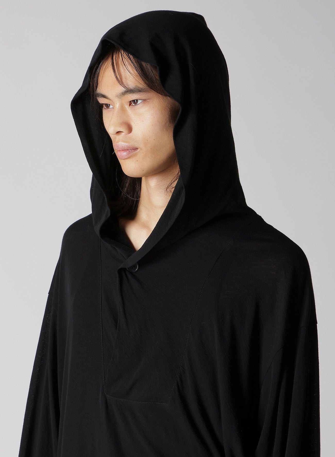 80/- COTTON LINEN VOILE HOODED LONG SLV PO
