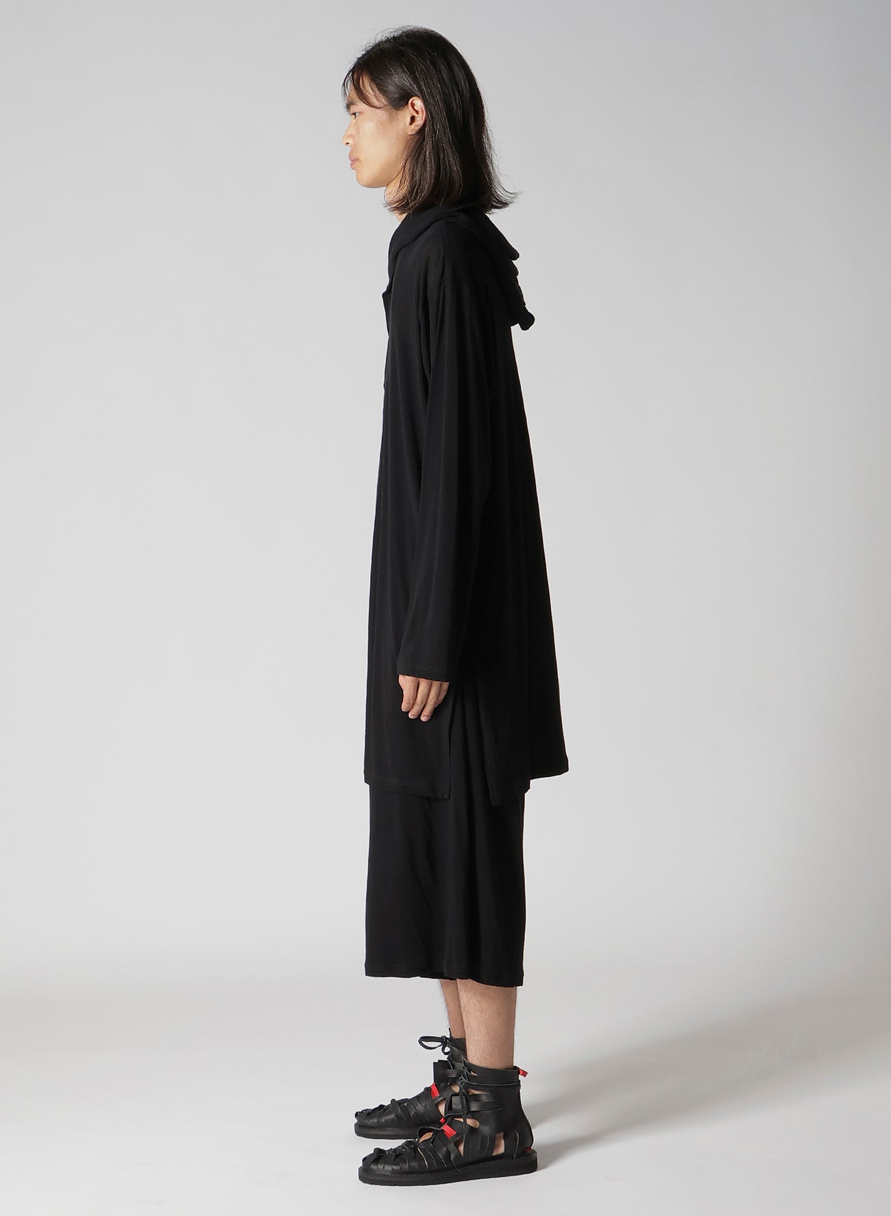 80/- COTTON LINEN VOILE HOODED LONG SLV PO
