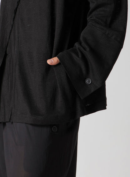 60/- LINEN PLAIN STITCH DRAPED LAPEL JKT