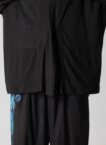 60/- LINEN PLAIN STITCH DRAPED LAPEL JKT