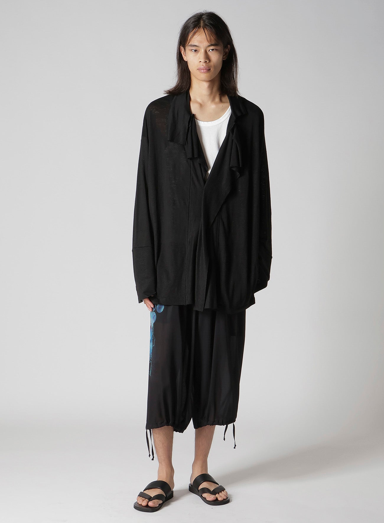 60/- LINEN PLAIN STITCH DRAPED LAPEL JKT