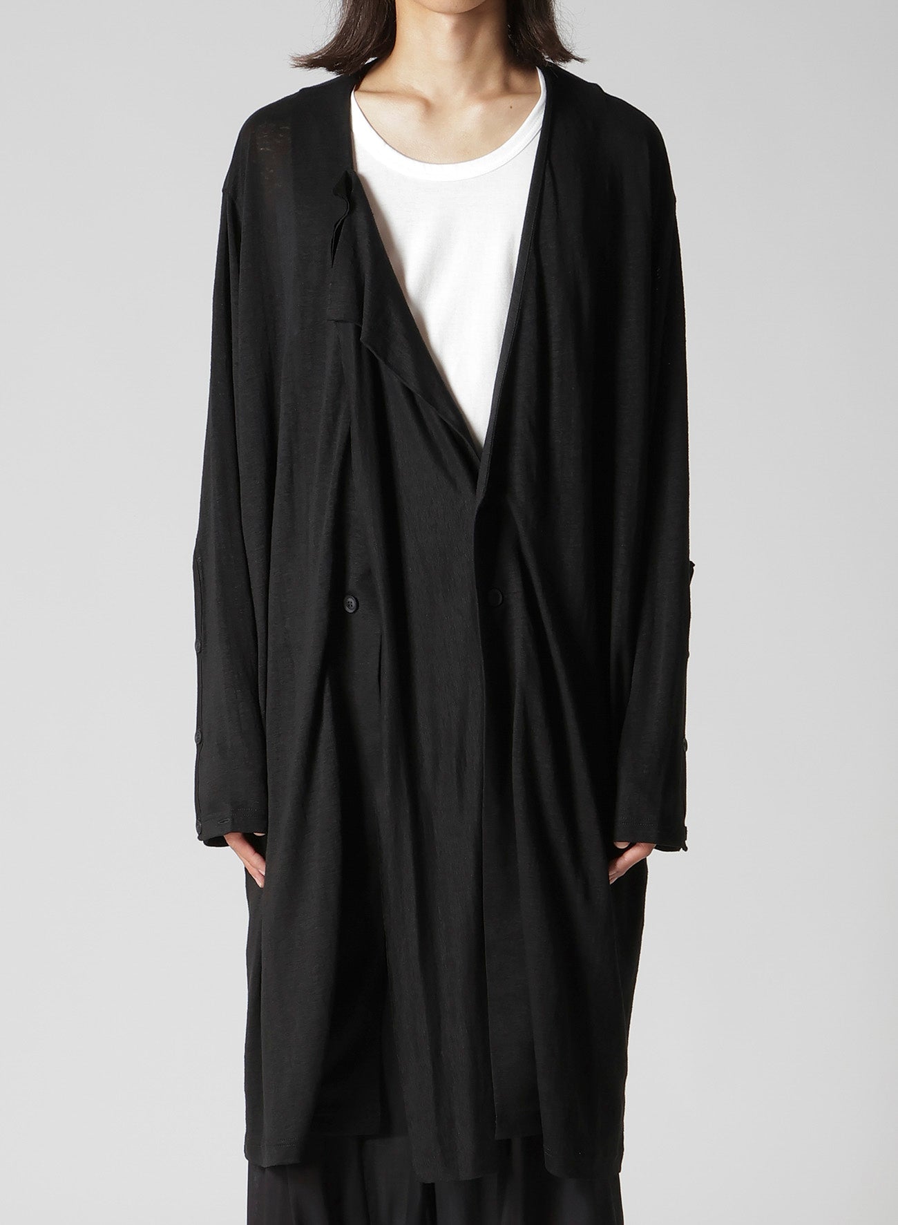 60/- LINEN PLAIN STITCH DRAPED D CARDIGAN – THE SHOP YOHJI YAMAMOTO