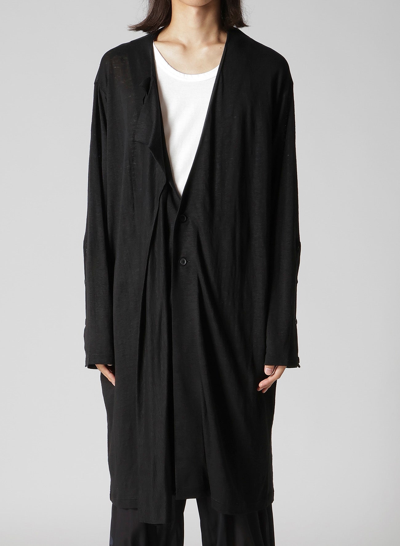 60/- LINEN PLAIN STITCH DRAPED D CARDIGAN – THE SHOP YOHJI YAMAMOTO