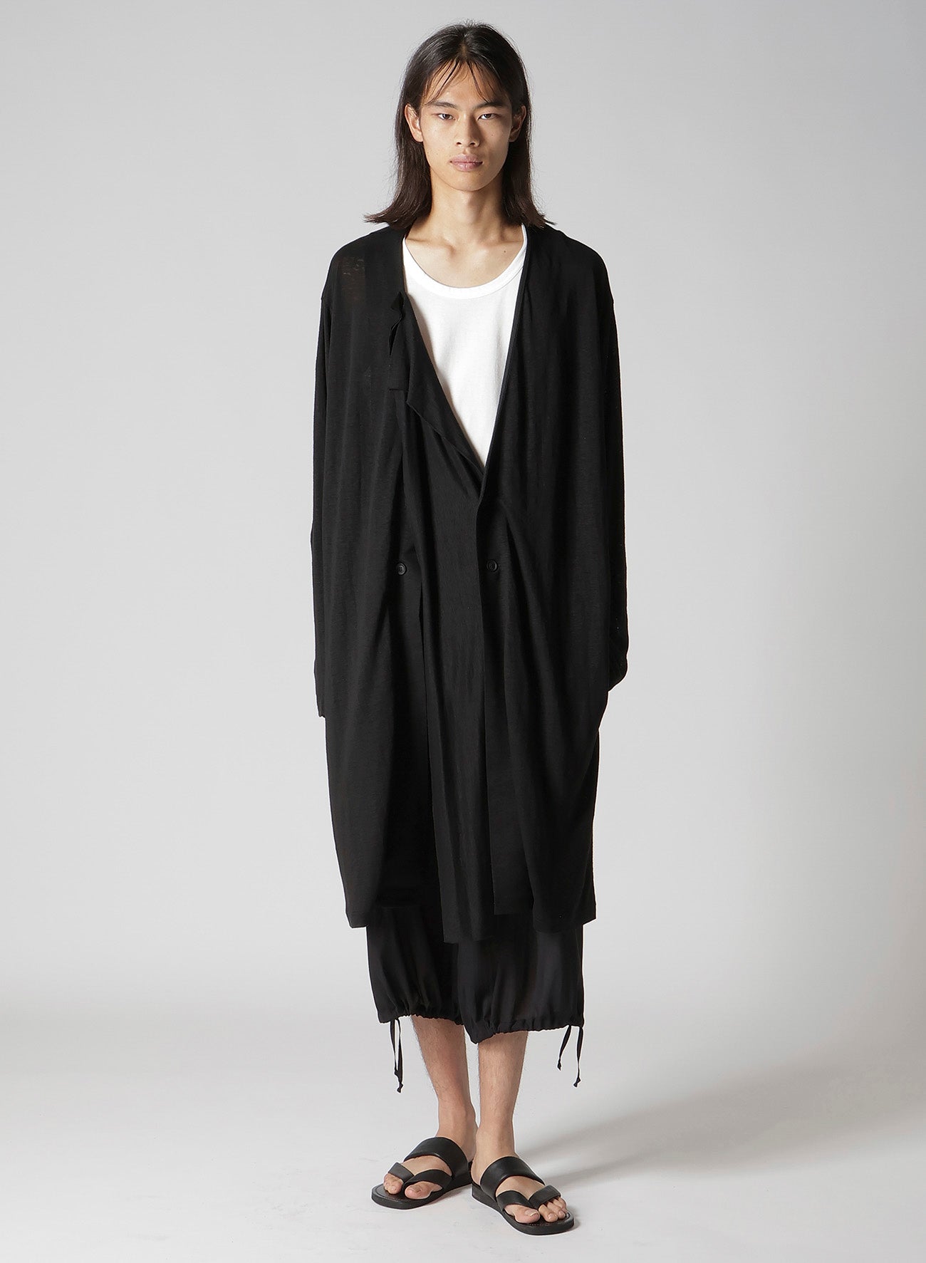 60/- LINEN PLAIN STITCH DRAPED D CARDIGAN