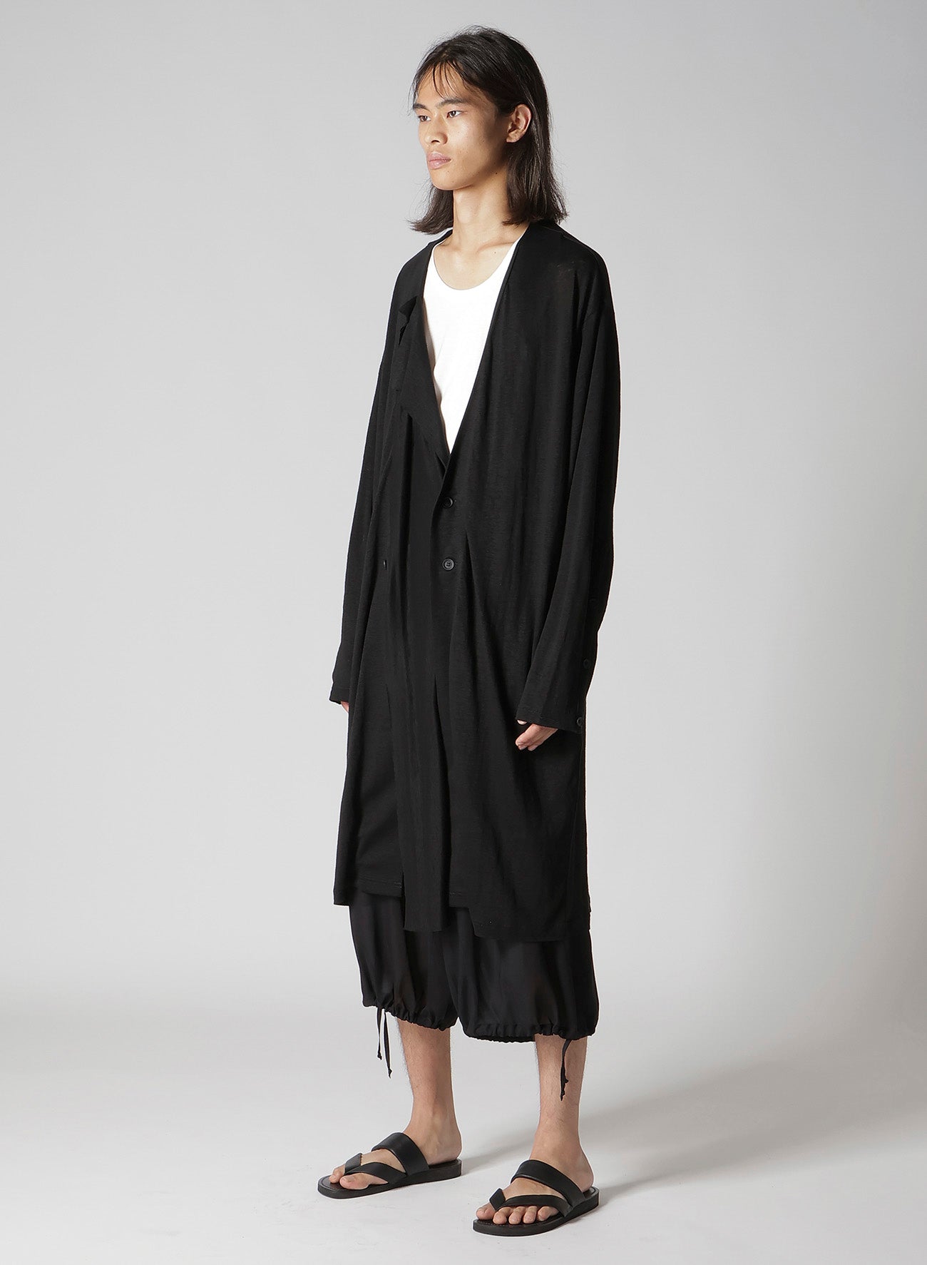 60/- LINEN PLAIN STITCH DRAPED D CARDIGAN