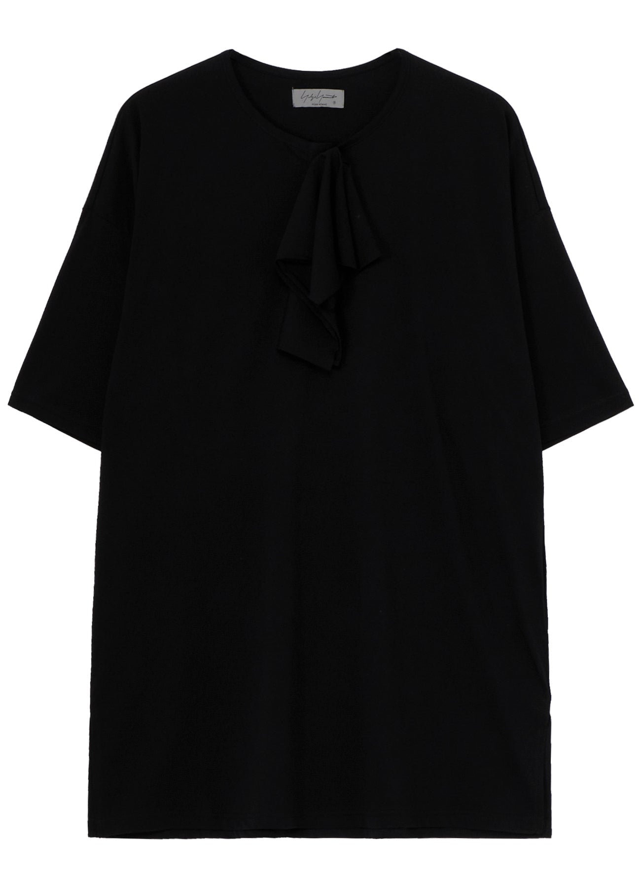 ALBINISTA CHIFFON DRAPE HENLEY NECK TEE