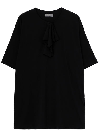 ALBINISTA CHIFFON DRAPE HENLEY NECK TEE