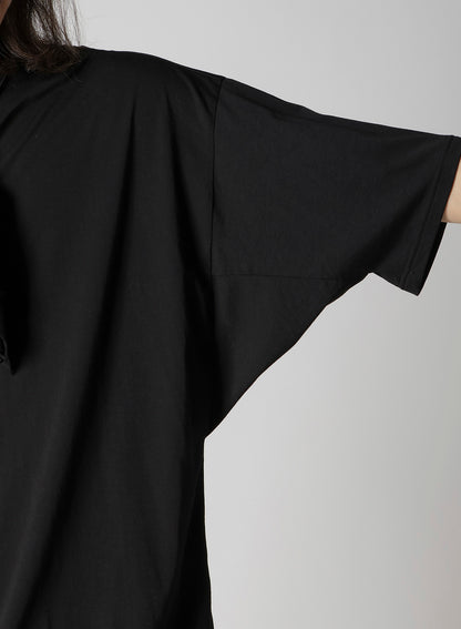 ALBINISTA CHIFFON DRAPE HENLEY NECK TEE