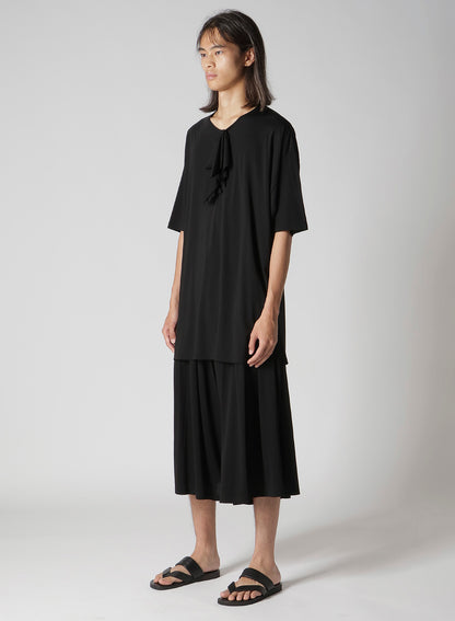 ALBINISTA CHIFFON DRAPE HENLEY NECK TEE