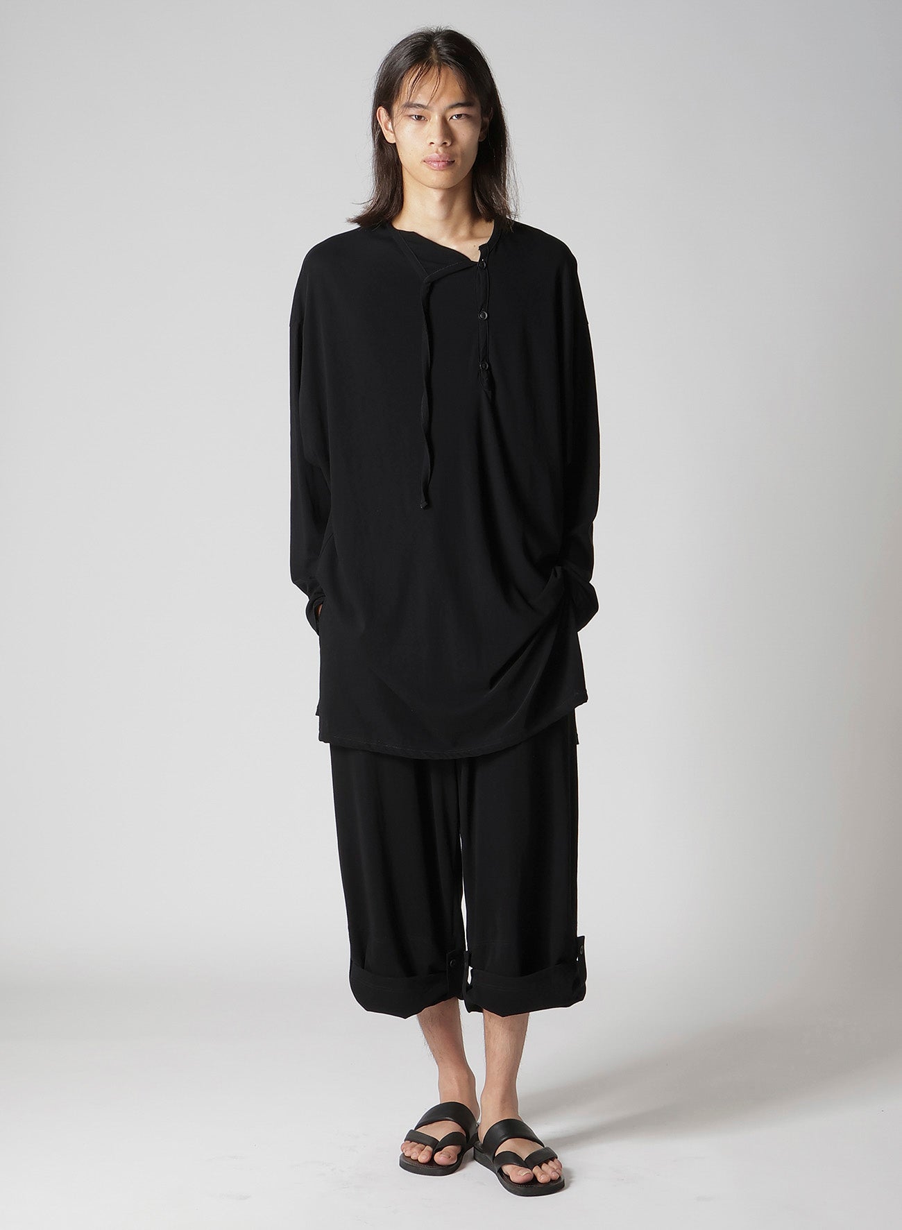 40/- HIGH TWISTED JERSEY TAB DETAIL PANTS