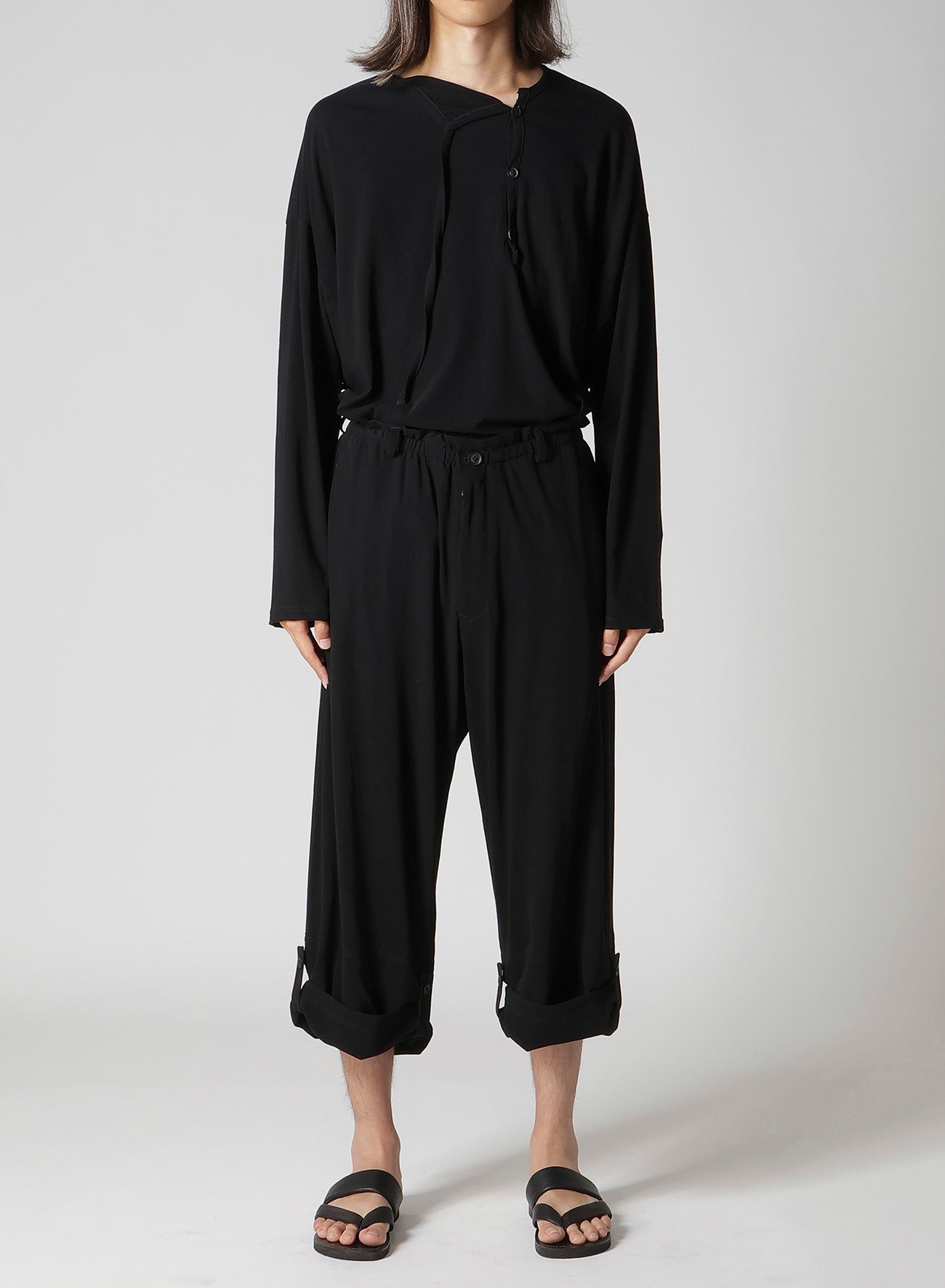 40/- HIGH TWISTED JERSEY TAB DETAIL PANTS