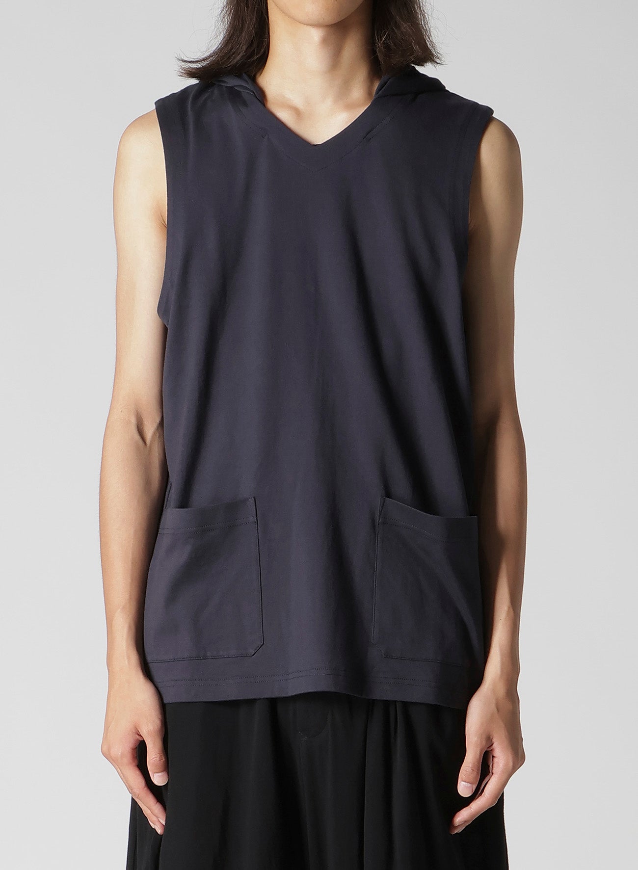 40/2 COMBED PLAIN STITCH HOODED VEST