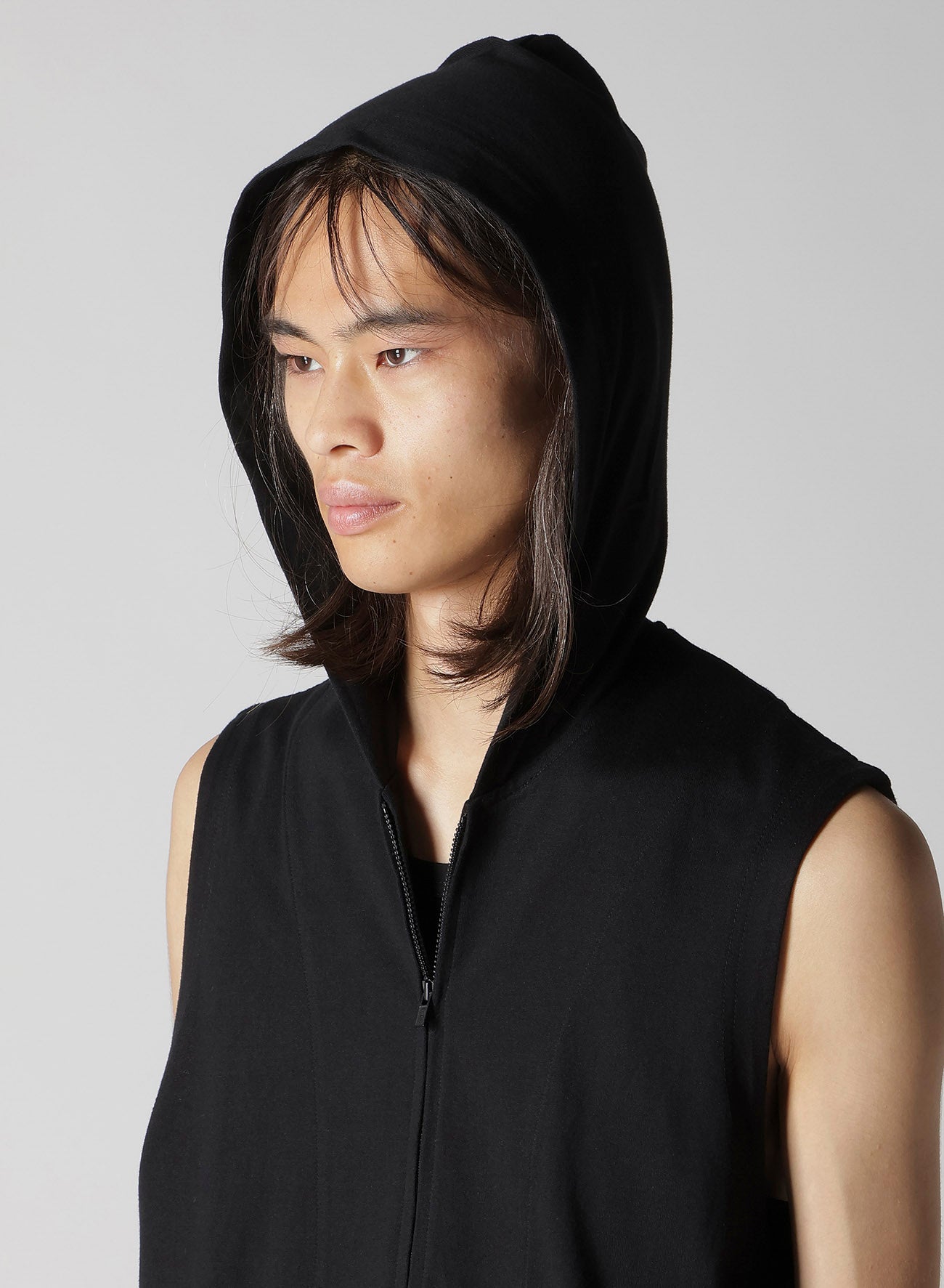 40/2 COMBED PLAIN STITCH HOODED ZIP VEST – THE SHOP YOHJI YAMAMOTO