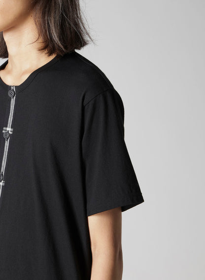 32/- COMBED PLAIN STITCH FRONT BUTTON SHORT SLV T