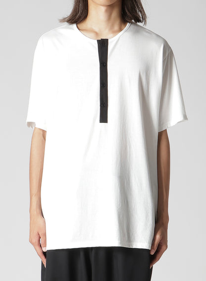 32/- COMBED PLAIN STITCH HENLEY NECK SHORT SLV T