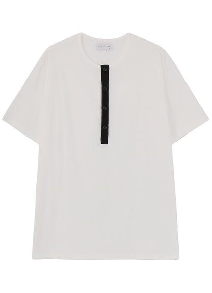 32/- COMBED PLAIN STITCH HENLEY NECK SHORT SLV T