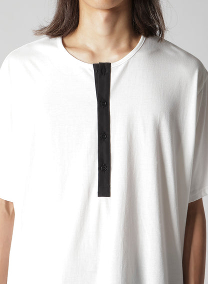 32/- COMBED PLAIN STITCH HENLEY NECK SHORT SLV T