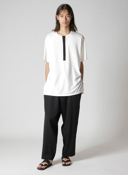 32/- COMBED PLAIN STITCH HENLEY NECK SHORT SLV T
