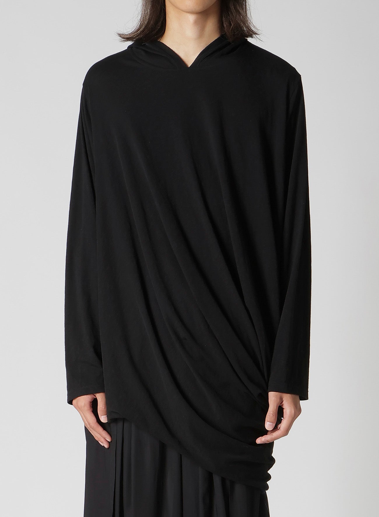 30/- ELS COTTON PS HOODED DRAPE LONG SLV T