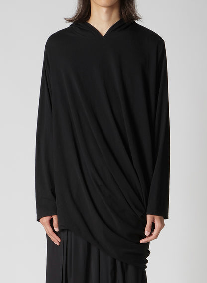 30/- ELS COTTON PS HOODED DRAPE LONG SLV T