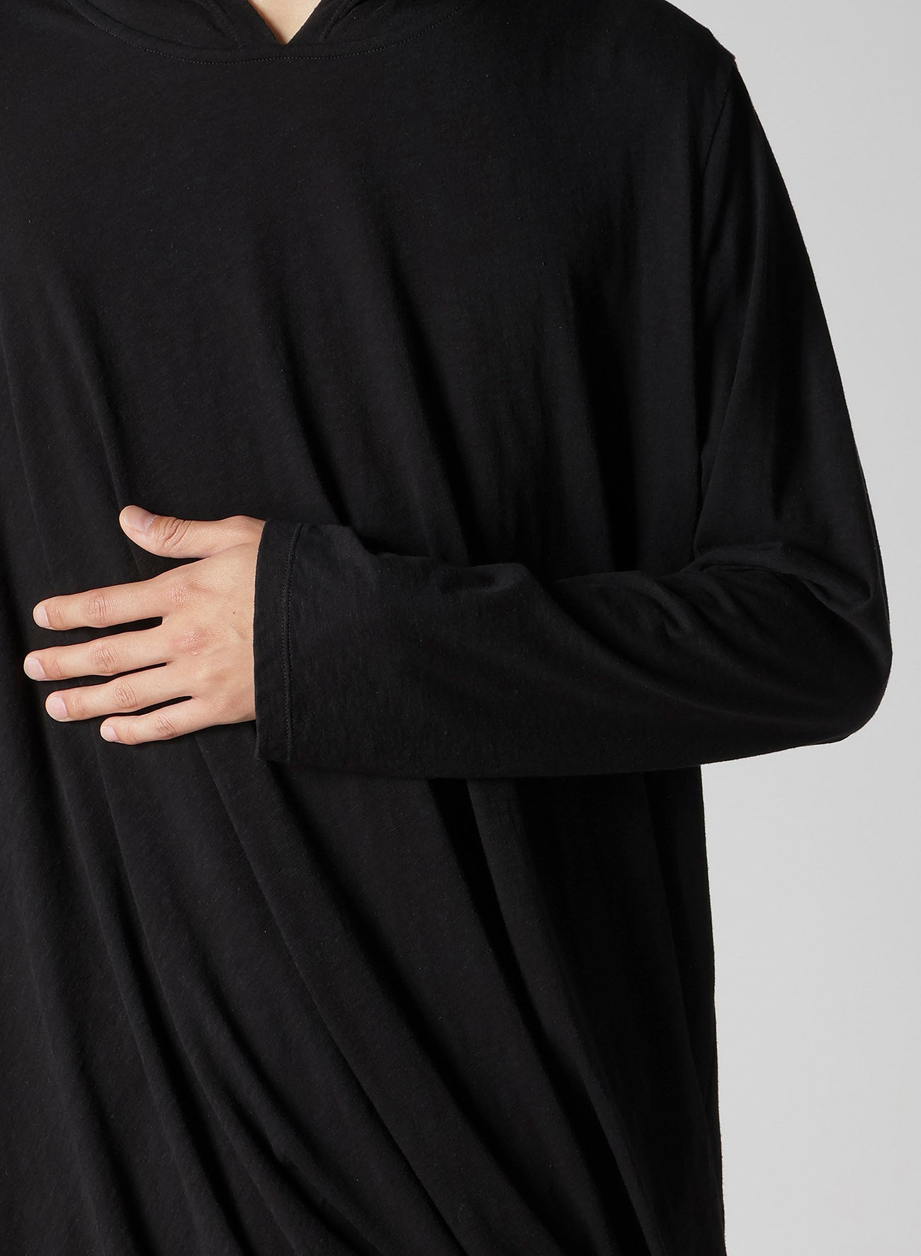 30/- ELS COTTON PS HOODED DRAPE LONG SLV T