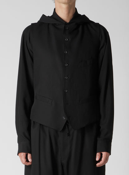 RE CELLULOSE GABARDINE HOODED VEST