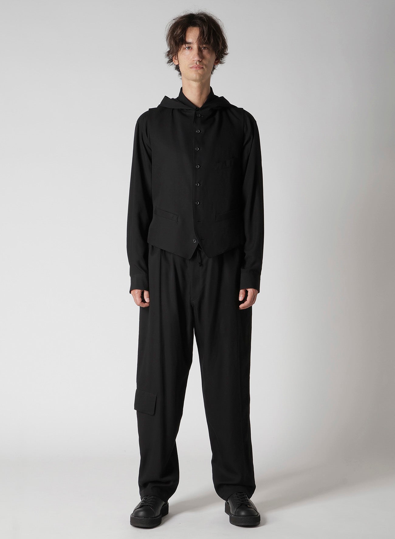 RE CELLULOSE GABARDINE HOODED VEST