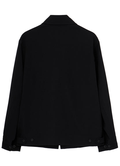 WOOL GABARDINE CUTWORK EMBROIDERY ZIPPER BLOUSON
