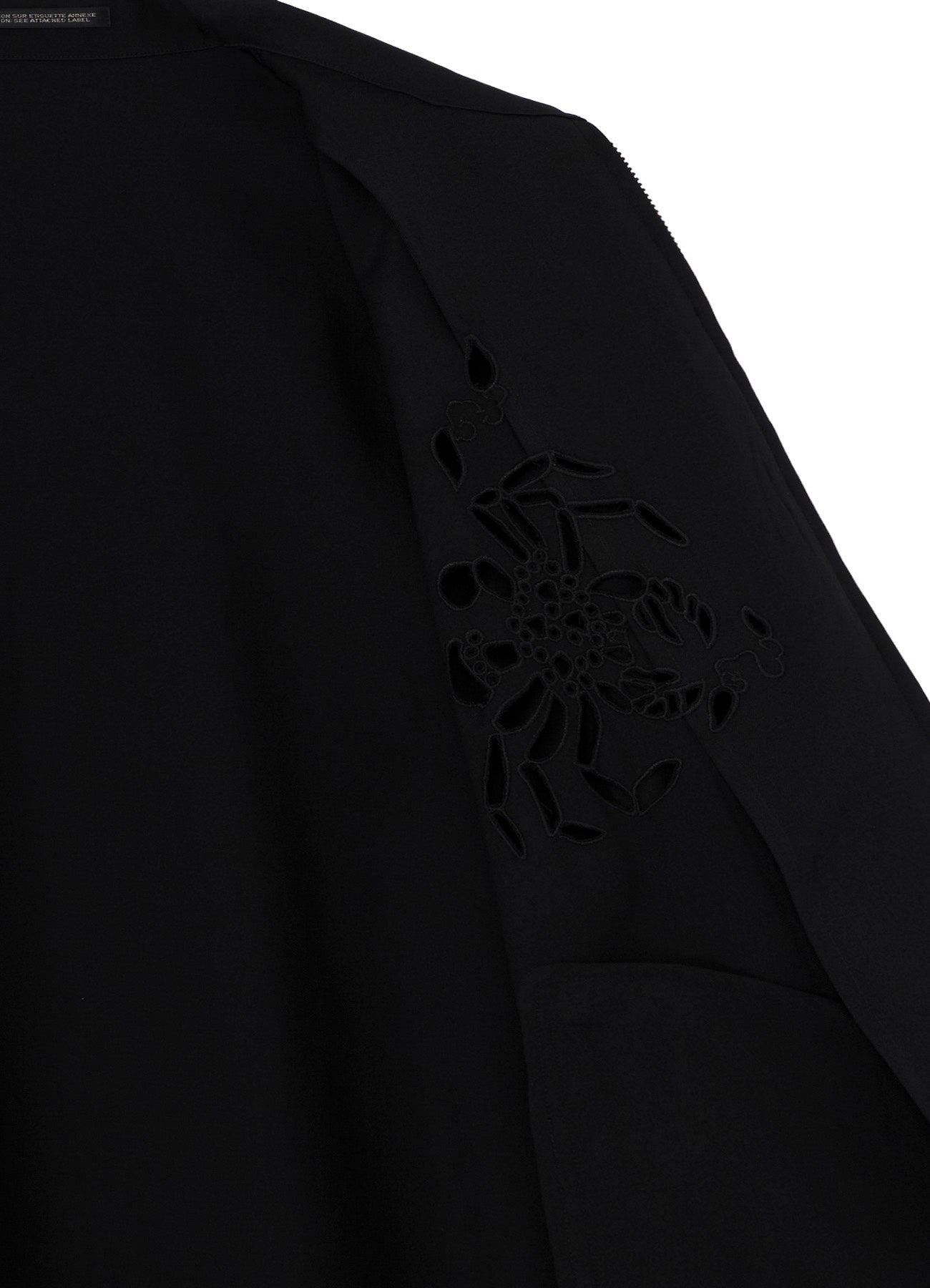 WOOL GABARDINE CUTWORK EMBROIDERY ZIPPER BLOUSON
