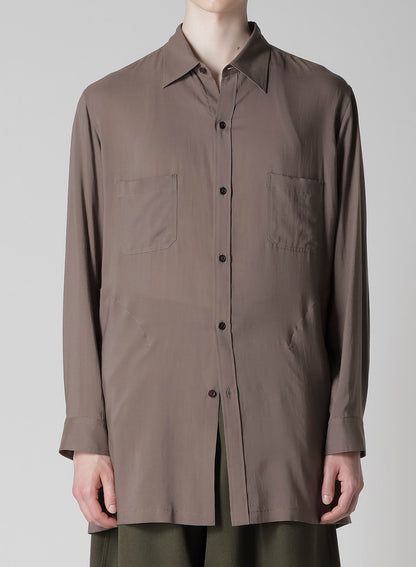 CELLLOSE LAWN BACK OPEN GATHER SLEEVE BLOUSE