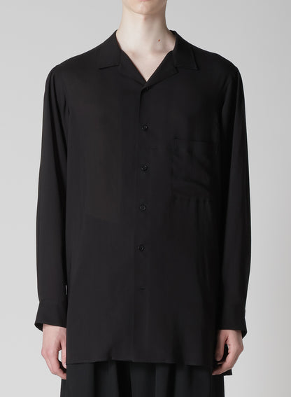 CELLLOSE LAWN OPEN COLLAR BLOUSE