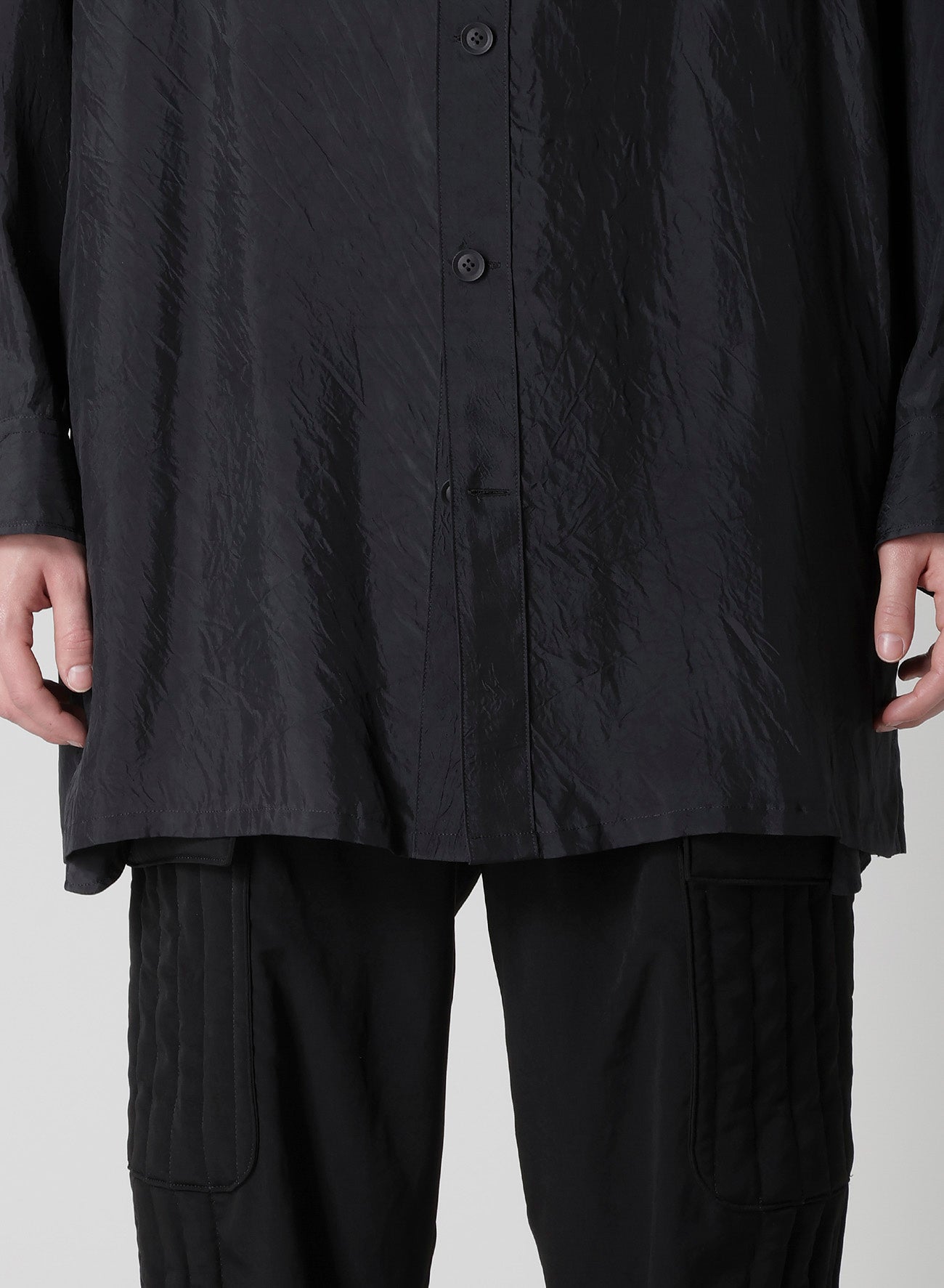 Cu TAFFETA OPEN COLLAR SHOULDER PL BLOUSE