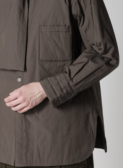 GRAY BROAD STOLE DETAIL PADDED BLOUSE