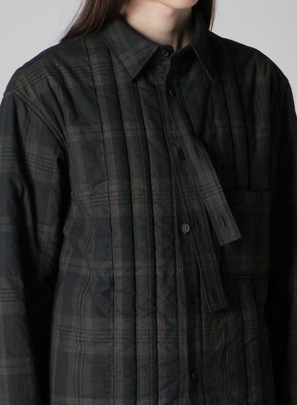 INK MADRAS PLAID PADDED BLOUSE