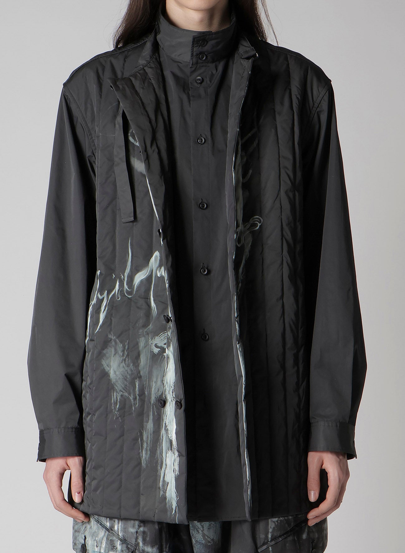 TOBACCO PRINTED PADDED BLOUSE – THE SHOP YOHJI YAMAMOTO