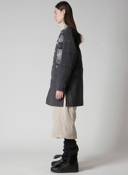 DESSIN MOTIF STANDCOLLAR PADDED BLOUSE