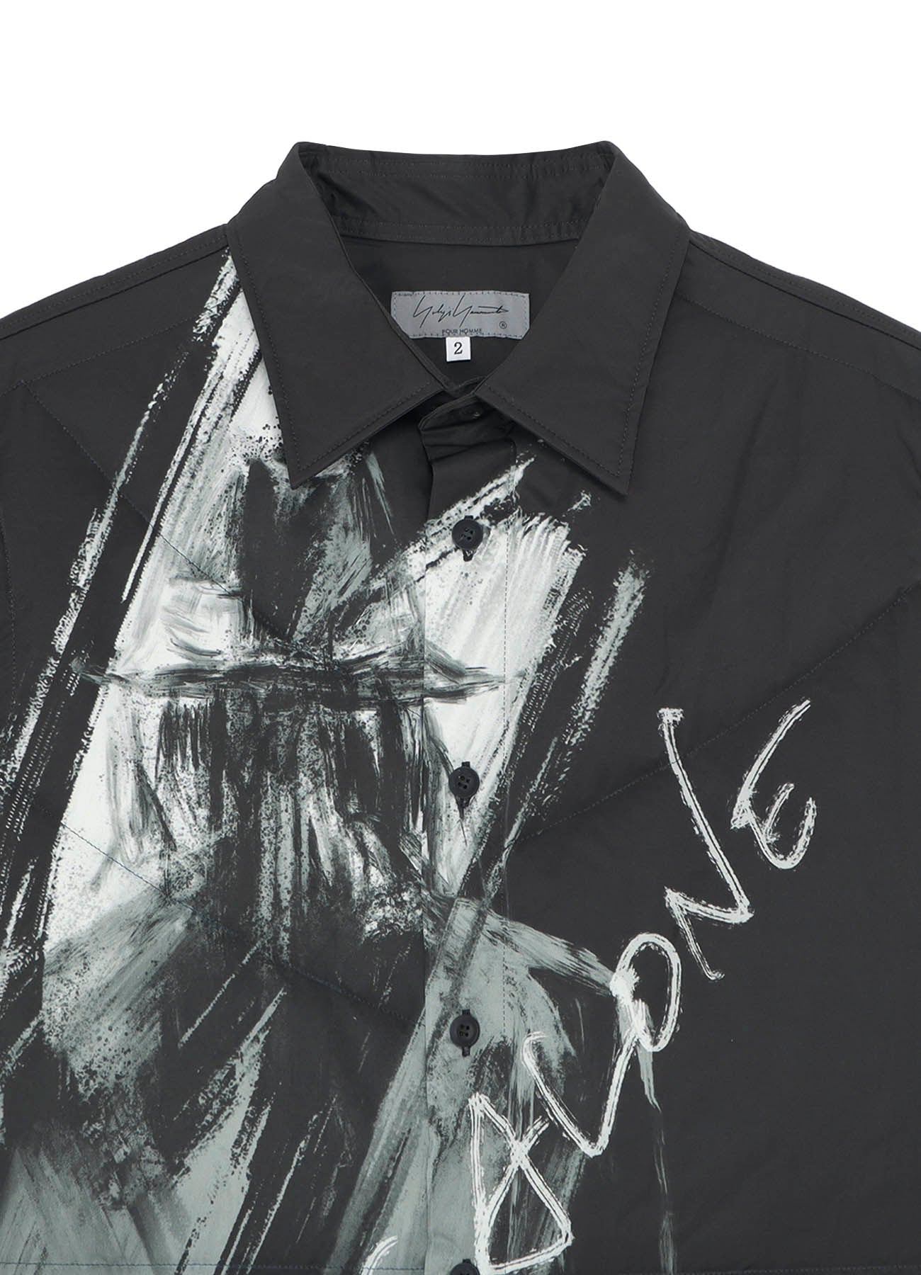 Y MESSAGE PRINTED PADDED BLOUSE