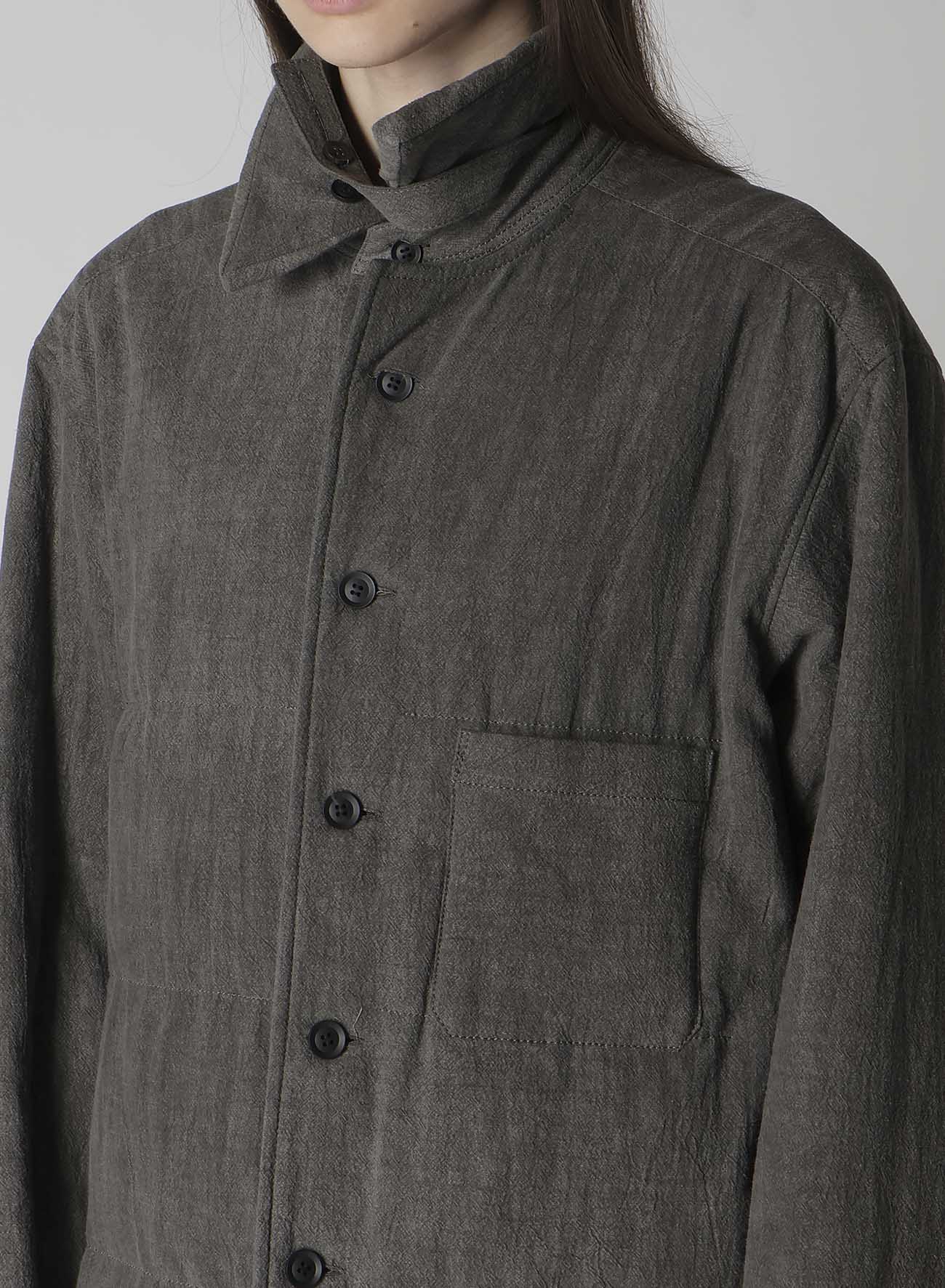 LINEN/COTTON SHEETING  GUSSET COLLAR PADDED BLOUSE