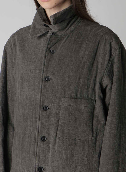 LINEN/COTTON SHEETING  GUSSET COLLAR PADDED BLOUSE