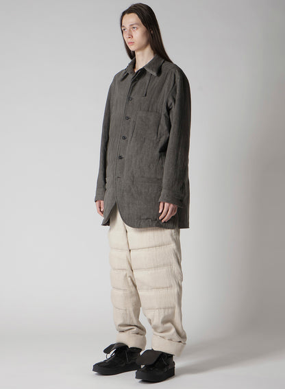 LINEN/COTTON SHEETING  GUSSET COLLAR PADDED BLOUSE