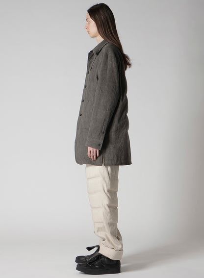 LINEN/COTTON SHEETING  GUSSET COLLAR PADDED BLOUSE